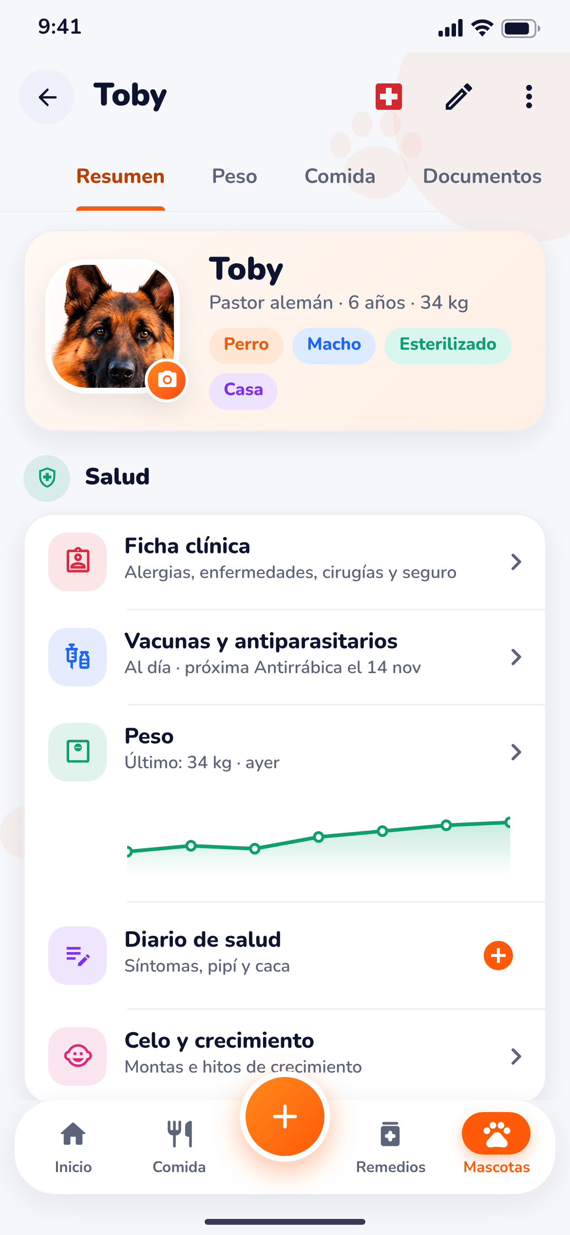 Captura de BamPet: Ficha de la mascota